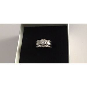 2.5Ct Round Cut & Channel Set Ring/Guard Wedding Bridal Ring Set #8~925 SS